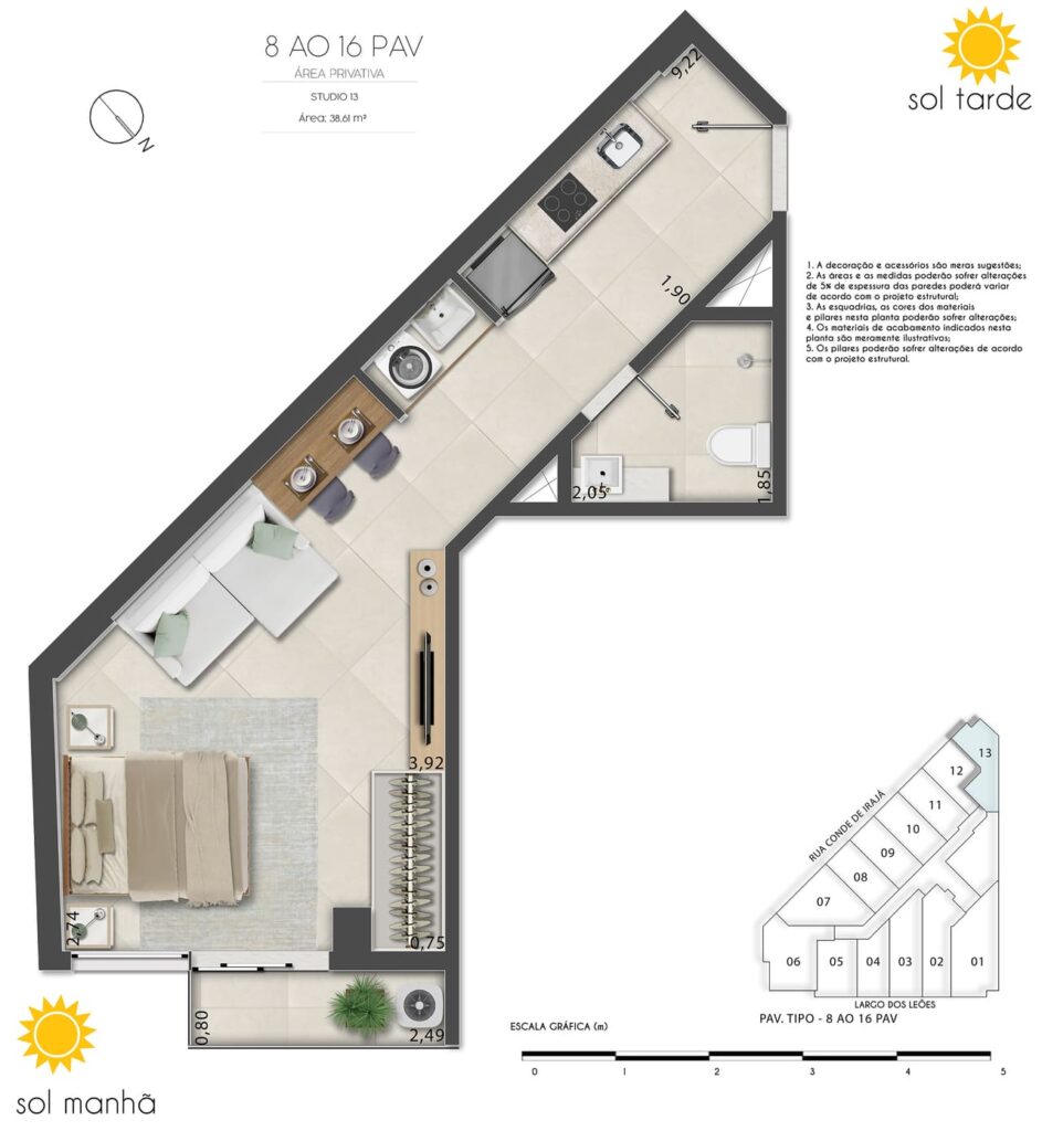 Planta do final 10, 8º ao 16º pavimento