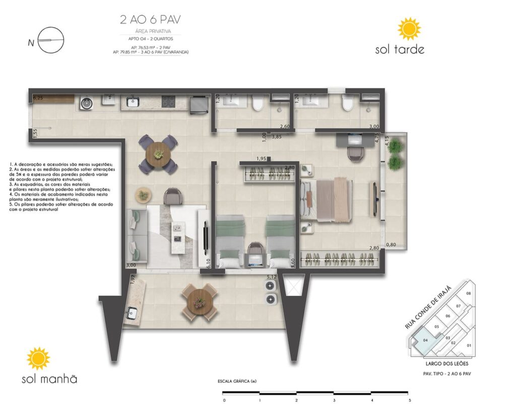 Planta do final 04, 2º ao 6º pavimento