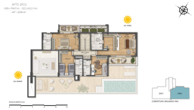 Planta da cobertura duplex, pavimento superior